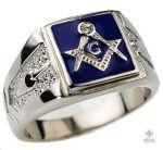 Bague en métal bleu franc-maçonnique