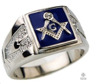 Bague en métal bleu franc-maçonnique