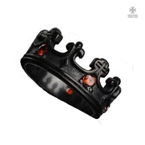 Bague Templier Royauté Chevaleresque Noir élégante et symbolique