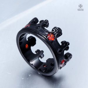 Bague Templier noir au style chevaleresque et royal