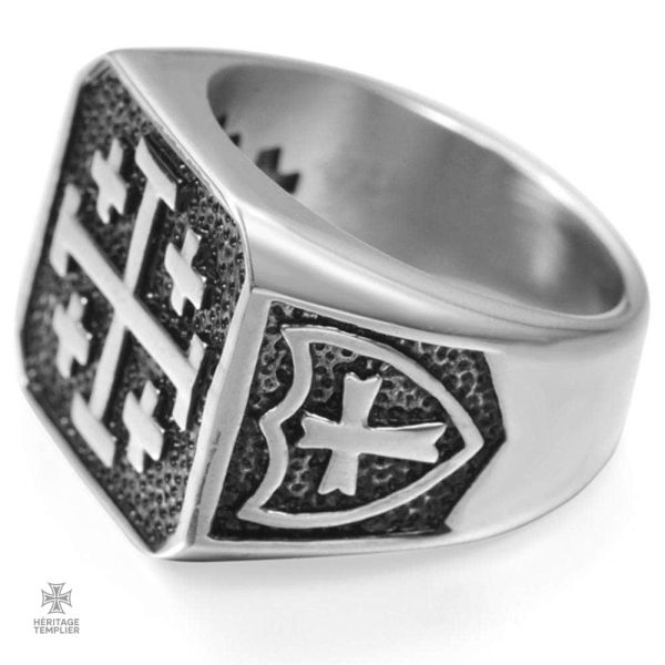 Bague Templière avec motifs inspirés de l'histoire de Jérusalem