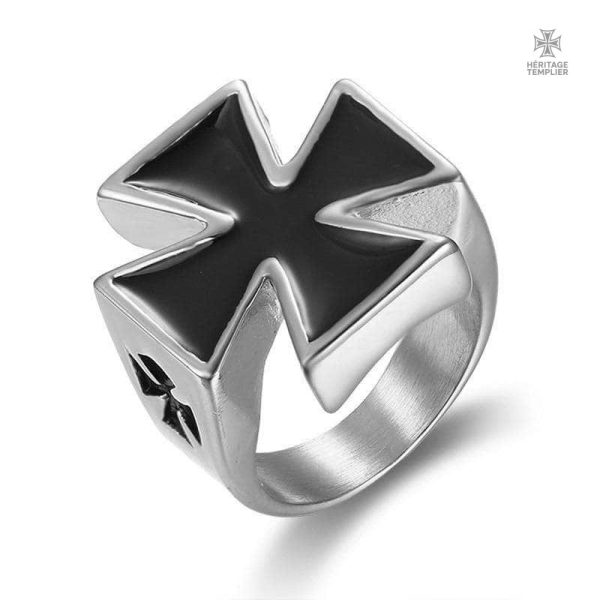 bague-croix-de-malte-1 Bague Templier Croix de Malte en métal argenté