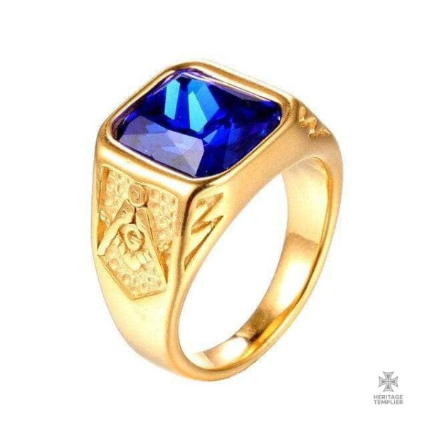 bague-en-or-avec-pierre-bleu-1 Bague Franc-Maçon en pierre bleue et or