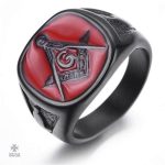 Bague Franc-Maçon avec cachet rouge, symbole de fraternité