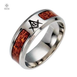 Bague Franc-Maçon en bois sacré, symbole d'appartenance