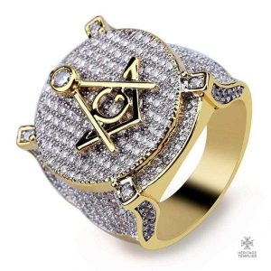 Bague Franc-Maçon ornée de 1000 zircons scintillants