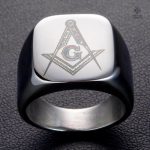 Bague argent avec symbole franc-maçon