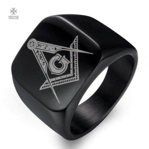 Bague Franc-Maçon Initié Noire, symbole d'appartenance