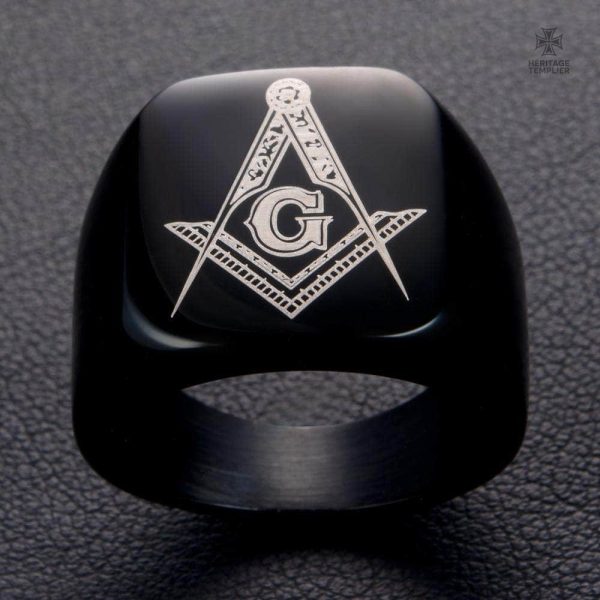Bijou Franc-Maçon, bague noire au design élégant