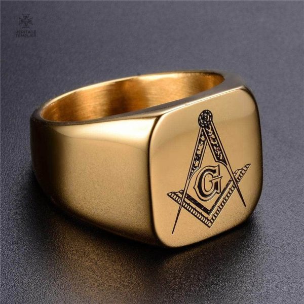 Bague or symbolique dédiée à la franc-maçonnerie