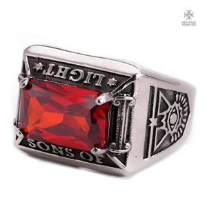 Bague Franc-Maçon avec lumière rouge