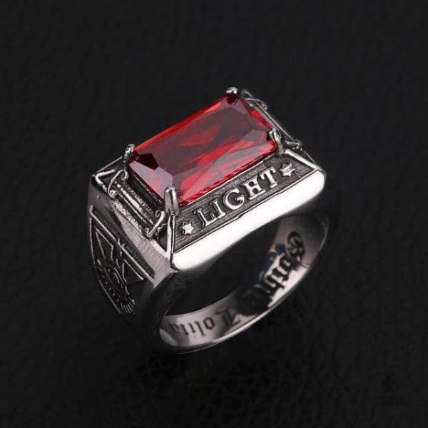 Bijou franc-maçonique, bague avec éclairage rouge