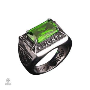 Bague Franc-Maçon Lumière Verte avec symbole maçonnique