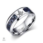 Bague Franc-Maçon Maçonnologie Bleue élégante et symbolique