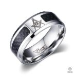 Bague Franc-Maçon Maçonnologie Noire, design élégant et symbolique
