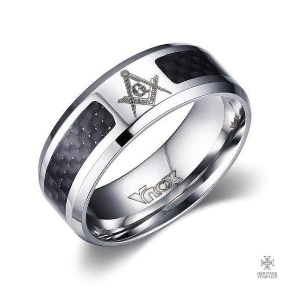 Bague Franc-Maçon Maçonnologie Noire, design élégant et symbolique