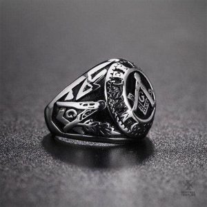 Bague argentée Franc-Maçon, design Maître distinctif