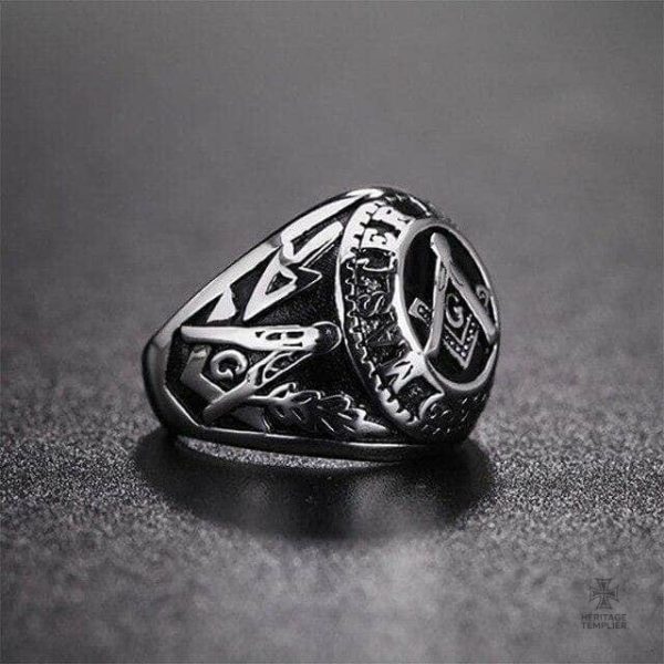 Bague argentée Franc-Maçon, design Maître distinctif