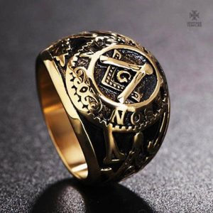 Bague dorée Franc-Maçon, design élégant et distinctif