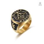 Bague Maître Mason en acier, symbole de la franc-maçonnerie