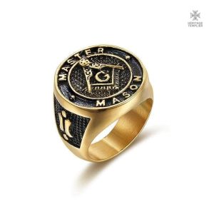 Bague Maître Mason en acier, symbole de la franc-maçonnerie