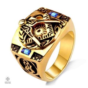 Bague Franc-Maçon Merveille en métal aux motifs symboliques