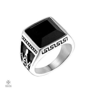 Bague Franc-Maçon en argent avec pierre sacrée