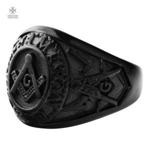 Bague Franc-Maçon Sombre, design élégant et symbolique