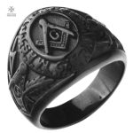 Bague maçonnique sombre, accessoire mystérieux et chic