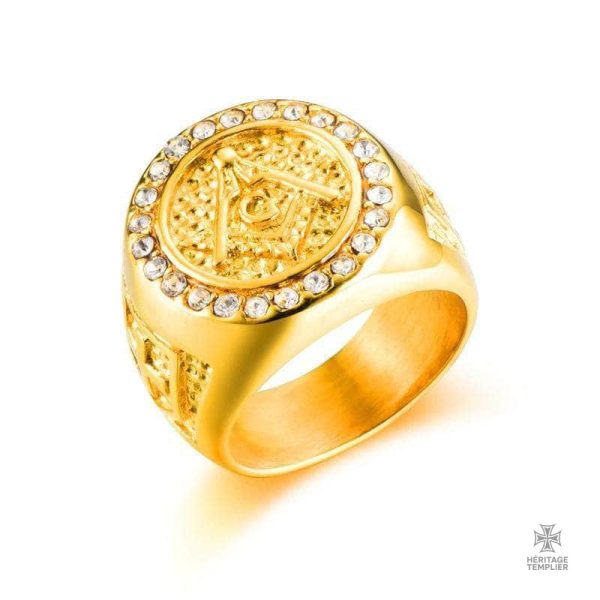 Bague Franc-Maçon en strass élégante et distinctive