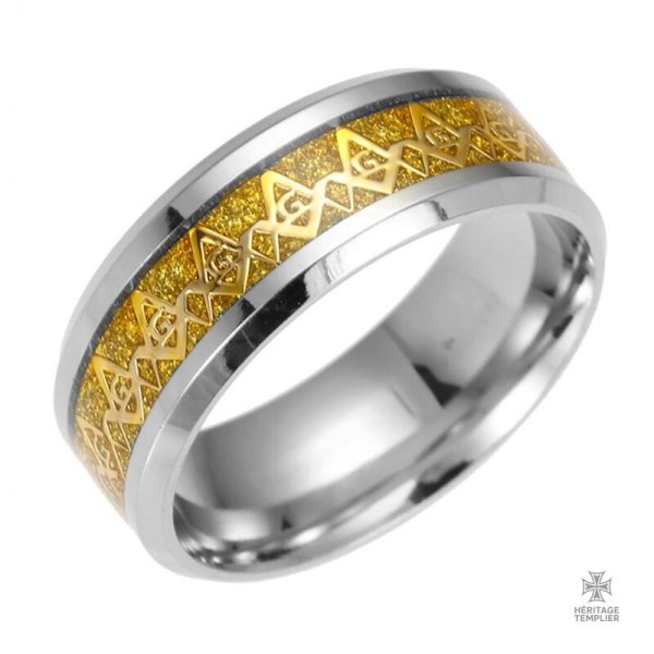 Bague maçonnique ornée de symboles traditionnels