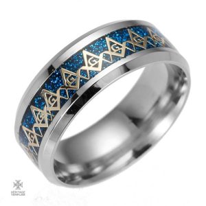 Accessoire maçonnique : bague avec motifs emblématiques