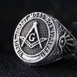 Bague Virtu en argent, symbole de la franc-maçonnerie
