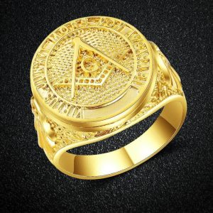Bague Franc-Maçon en or, dessin classique et élégant