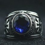 Bague Templière en bleu, motif Live to Ride