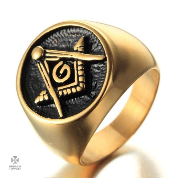 bague-maconnique-apprenti-1 Bague Franc-Maçon équerre compas en métal
