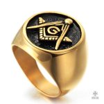 Bijou maçonnique élégant, bague équerre compas