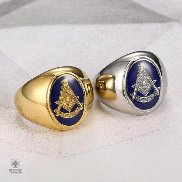 Bague argentée symbolique de la Franc-Maçonnerie