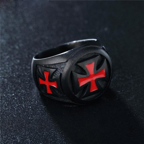 Chevalière Templière avec symbole emblématique historique