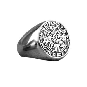 Bague Templier en argent de l'Ordre de Saint-Benoît