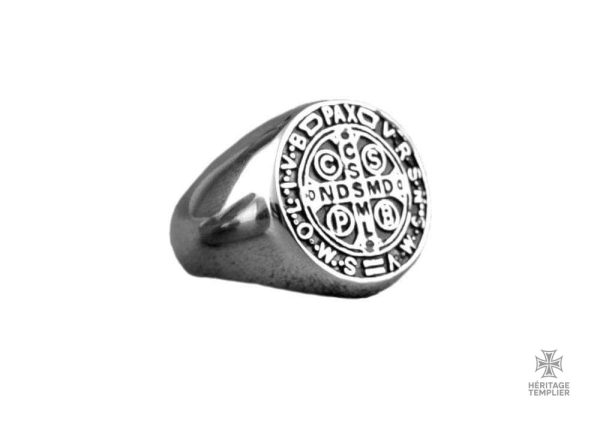 Bague Templier en argent de l'Ordre de Saint-Benoît