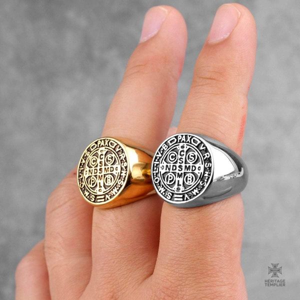 Bague Templier, design inspiré de l'Ordre de Saint-Benoît en argent