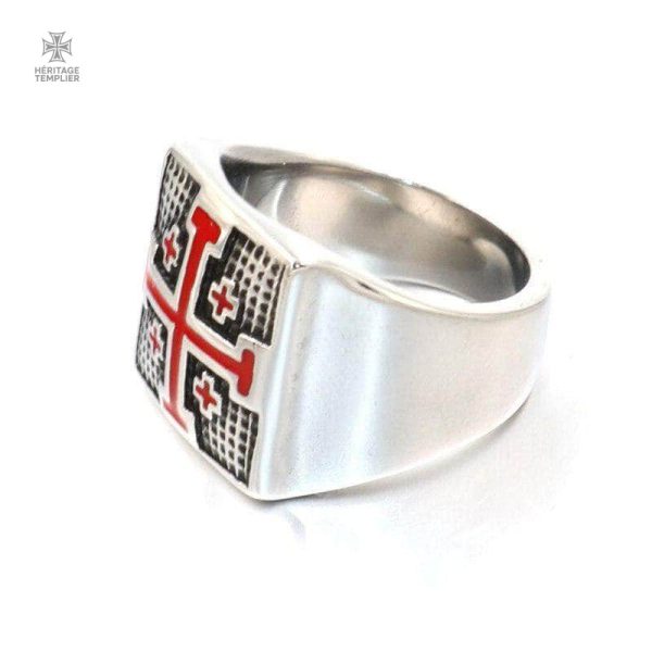 bague-ordre-du-saint-sepulcre-de-jerusalem-1 Bague Templier en argent avec symbole du Saint Sépulcre