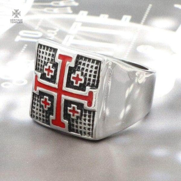 Chevalière Templier en argent, design classique et mystique