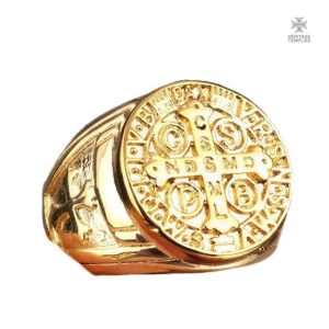 Bague Templier Saint-Benoit en or