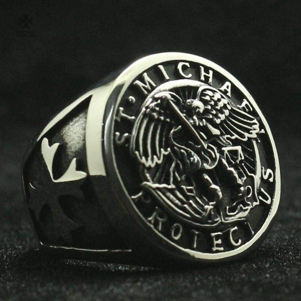 Bague Templiers ornée de Saint-Michel