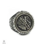 Bague chevalière avec symbole de l'archange Michel
