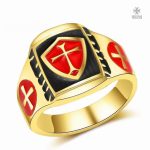Bague Templier Or avec Croix du Temple
