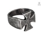 Bague Templier avec croix ancienne, style médiéval