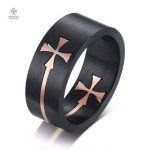 Bague Templier avec croix de la Milice en beige